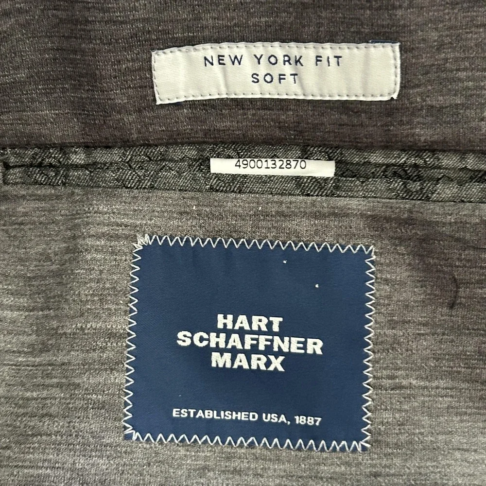 Hart Schaffner Marx‎ Sport Coat Mens 44 Long Gray Wool Jersey Knit New York Fit